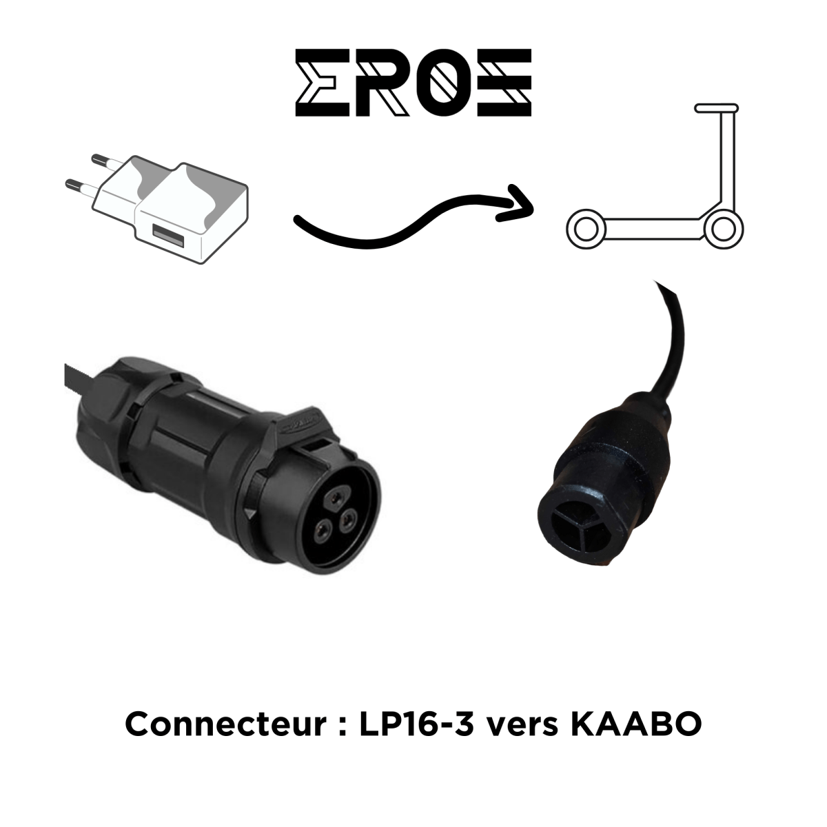 Adaptateur Universel pour Chargeur LP16 - 3 de Trottinette Électrique - Weebot