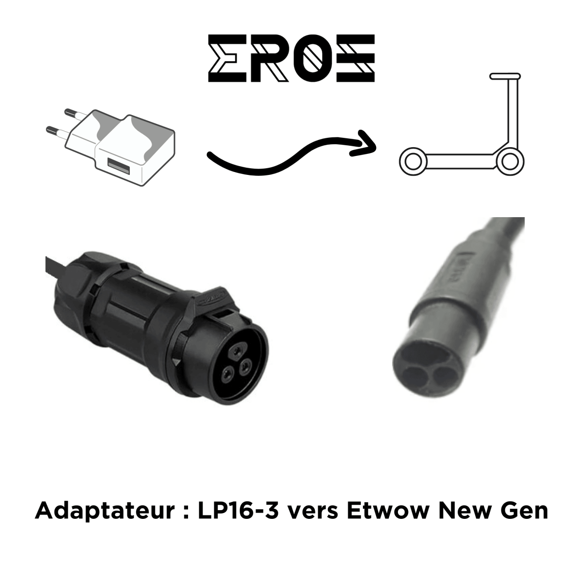 Adaptateur Universel pour Chargeur LP16 - 3 de Trottinette Électrique - Weebot