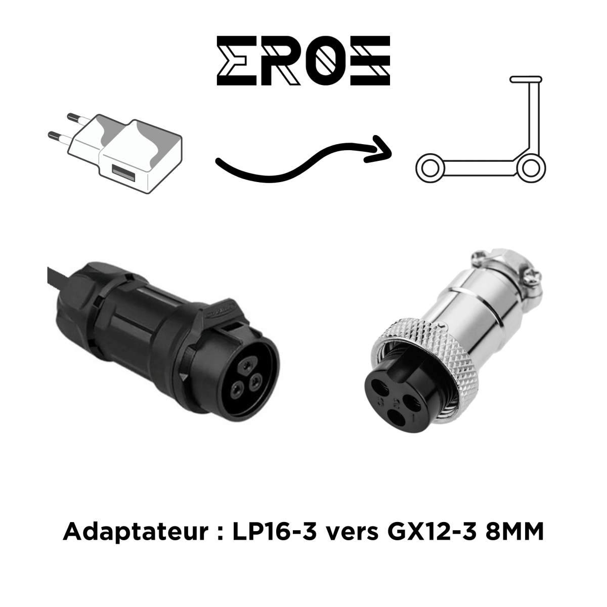 Adaptateur Universel pour Chargeur LP16 - 3 de Trottinette Électrique - Weebot