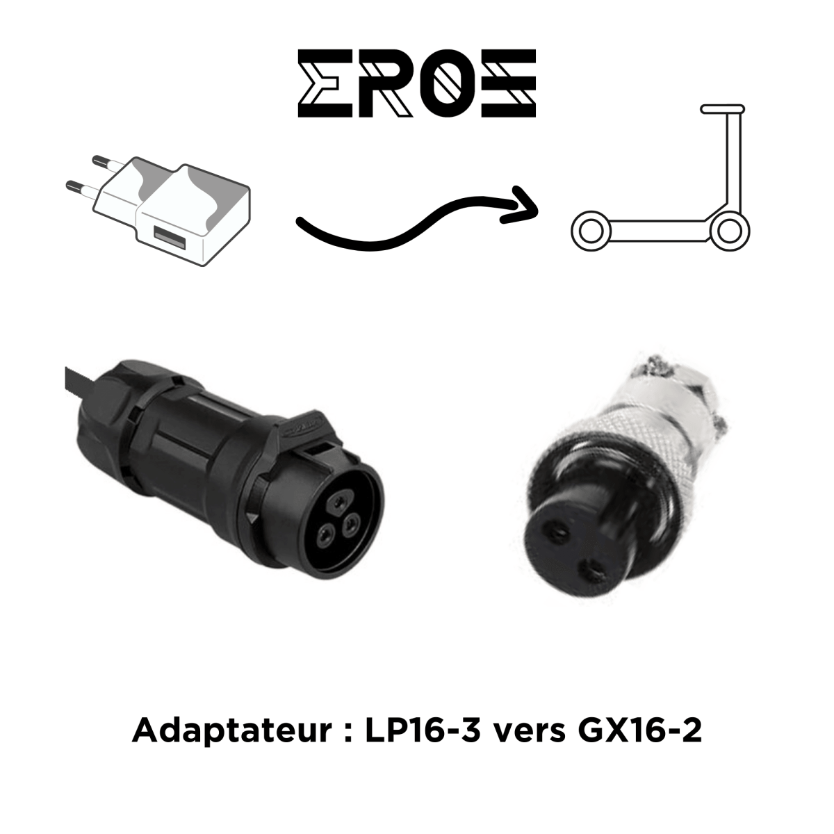 Adaptateur Universel pour Chargeur LP16 - 3 de Trottinette Électrique - Weebot