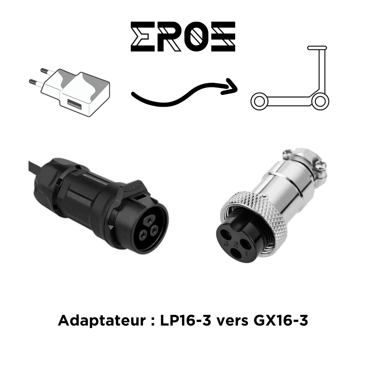 Adaptateur Universel pour Chargeur LP16 - 3 de Trottinette Électrique - Weebot