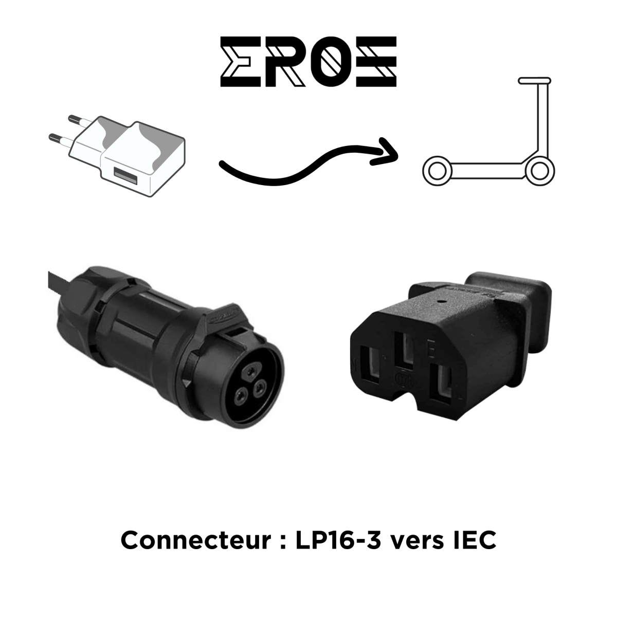 Adaptateur Universel pour Chargeur LP16 - 3 de Trottinette Électrique - Weebot