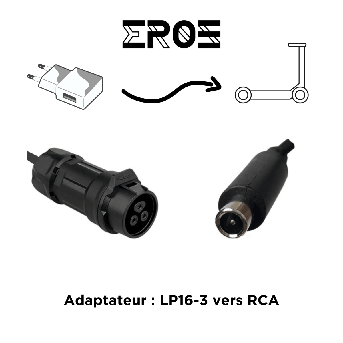 Adaptateur Universel pour Chargeur LP16 - 3 de Trottinette Électrique - Weebot