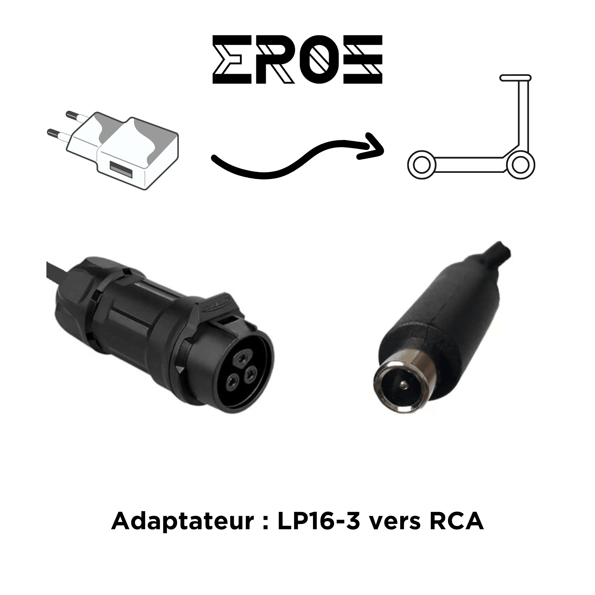adaptateur chargeur lp16-3 vers rca