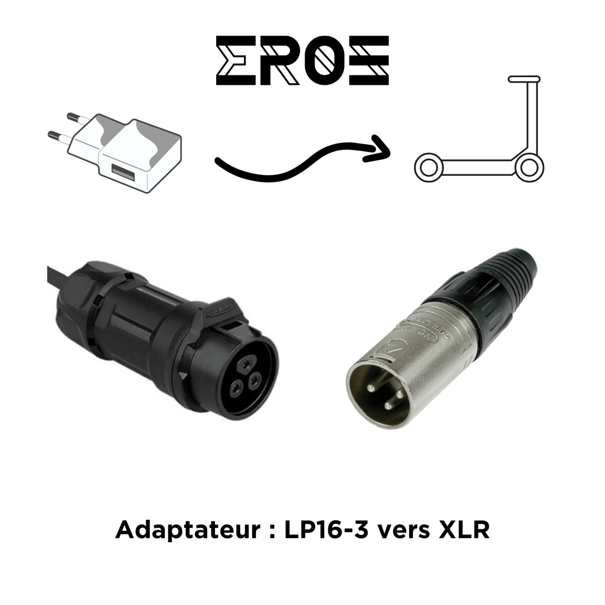 Adaptateur Universel pour Chargeur LP16 - 3 de Trottinette Électrique - Weebot