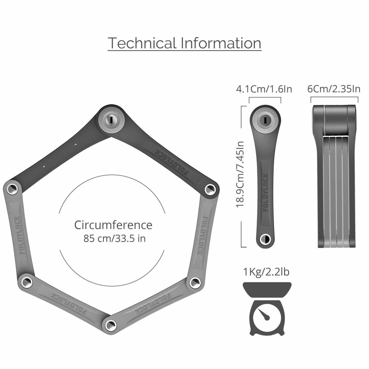 Antivol pliable avec clé FoldyLock Compact 80 cm - Weebot