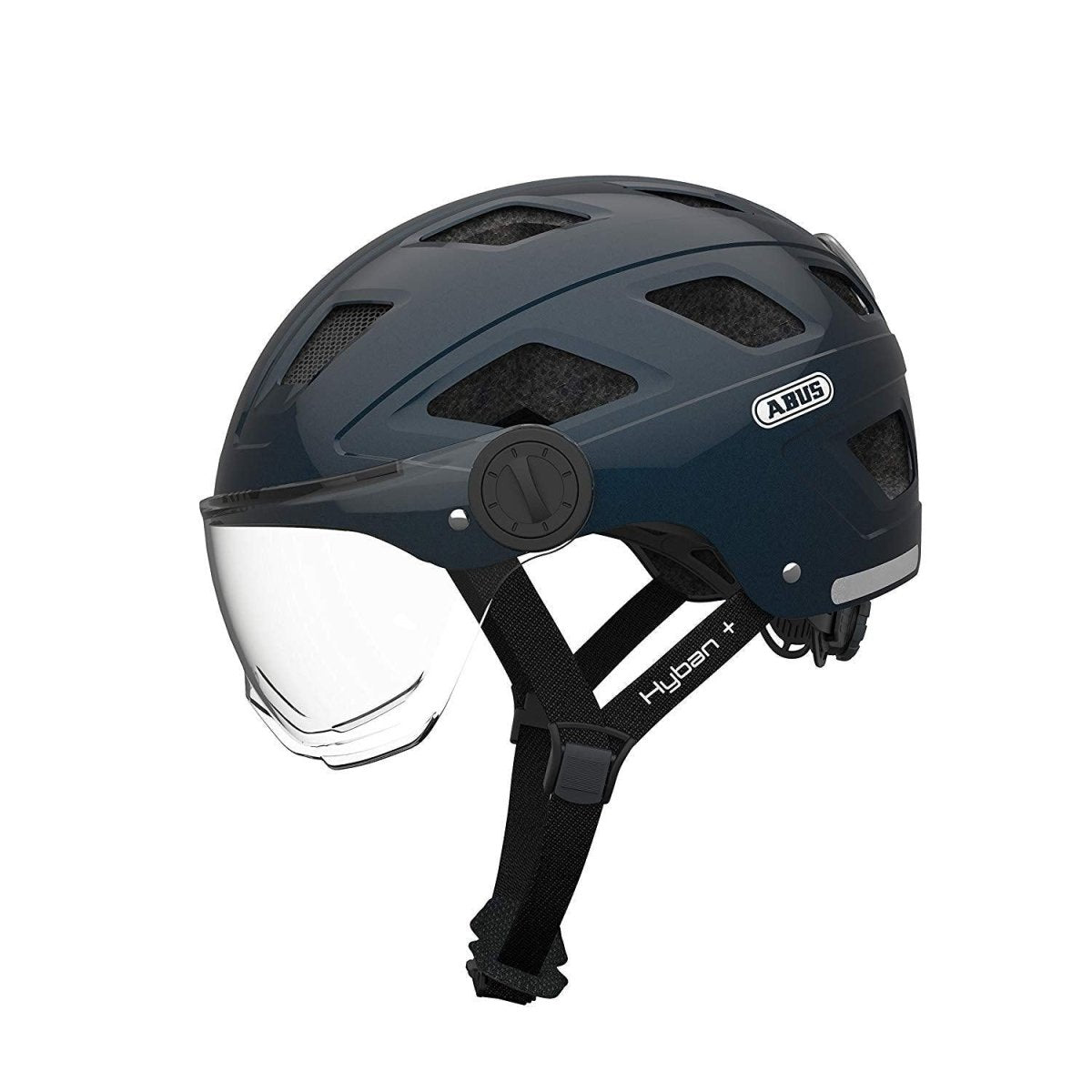 Casque de vélo ABUS Hyban+ Midnight Blue avec Visière et LED Arrière - Weebot