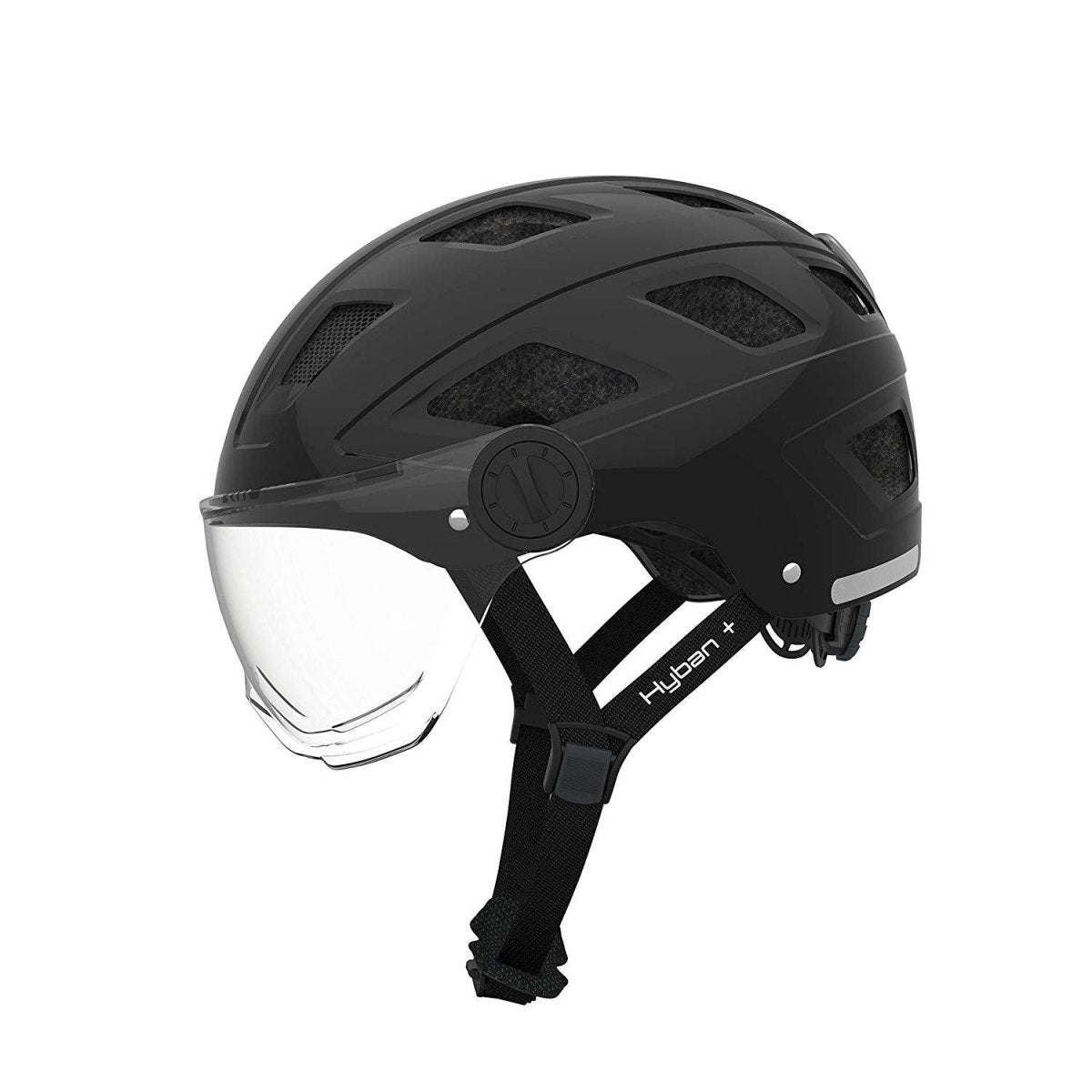 Casque de vélo ABUS Hyban + Noir avec Visière et LED Arrière - Weebot