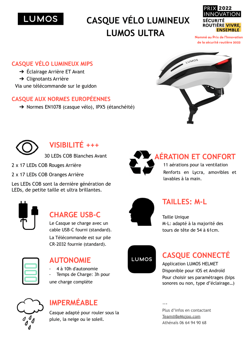 Casque clignotant Lumineux Lumos Ultra E - Bike MIPS M - L Noir (54 - 61cm) Avec Visière pour Trottinette Électrique - Weebot